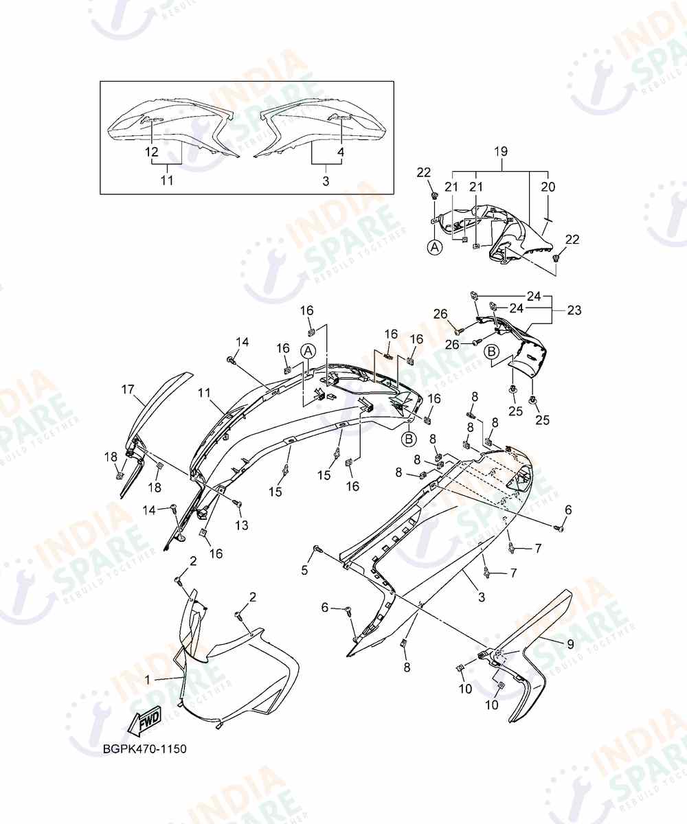 YAMAHA DG59 FASCINO 125CC DRUM Series SIDE COVER